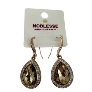 🆕 Gold tone yellow stone dangle earrings